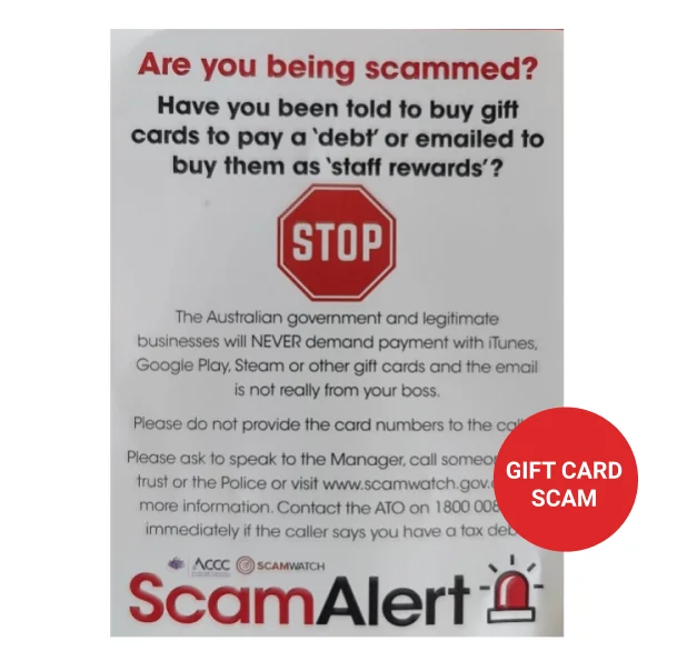 Gift cards purchase scam 